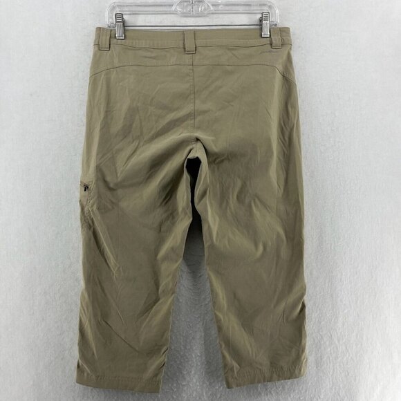 Eddie Bauer Cropped Pants Women's 8 Khaki Brown Midrise Zip Pocket Hiking Casual - Picture 2 of 13